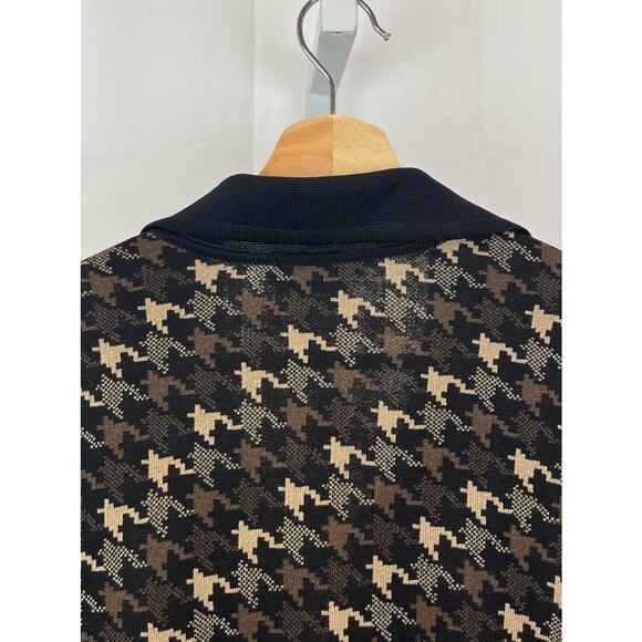 Exclusively MISOOK Size S Houndstooth Collared Knit Jacket Sweater Brown Black - Picture 5 of 8